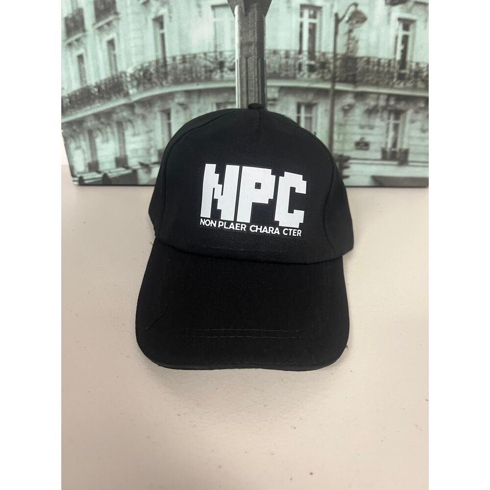 NPC Pixel Gamer Baseball Cap, Adjustable Funny Gamer Hat, Black